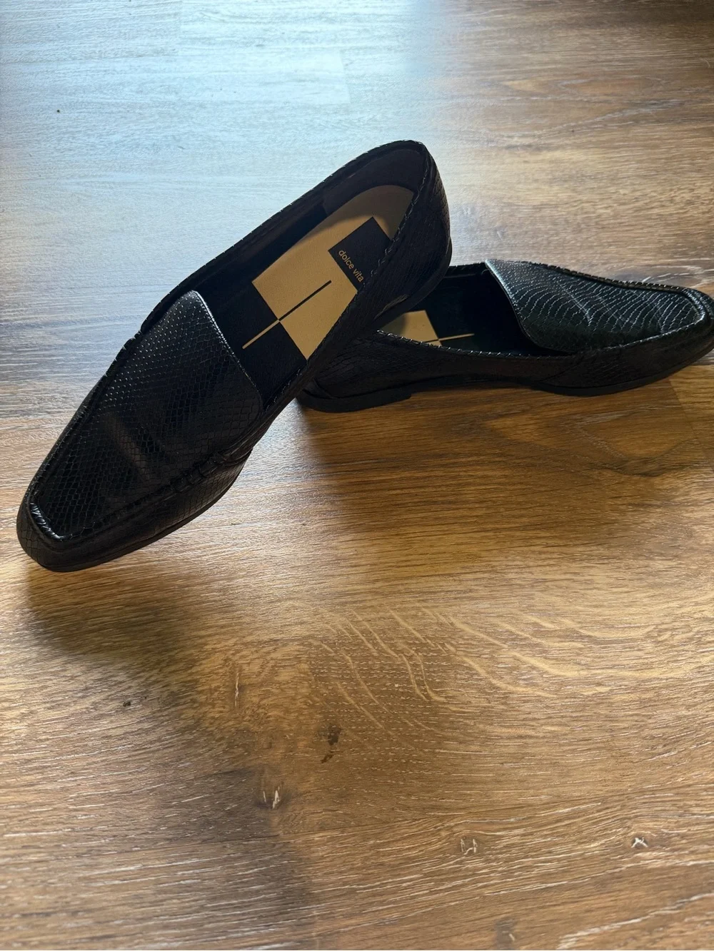 Dolce Vita Black Textured Slip-On Loafers